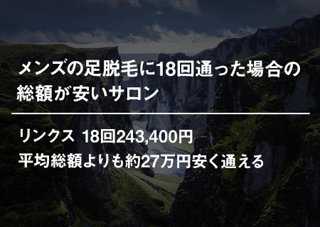 メンズの足脱毛に18回通った場合の総額が安いサロン